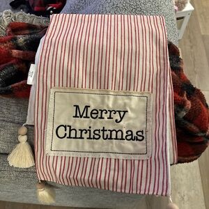 Red and White Striped Merry Christmas Table Runner